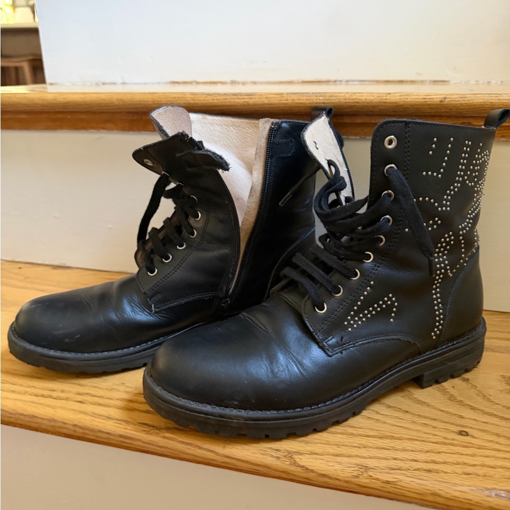 Patrizia Pepe Black Studded Combat Boots size 8